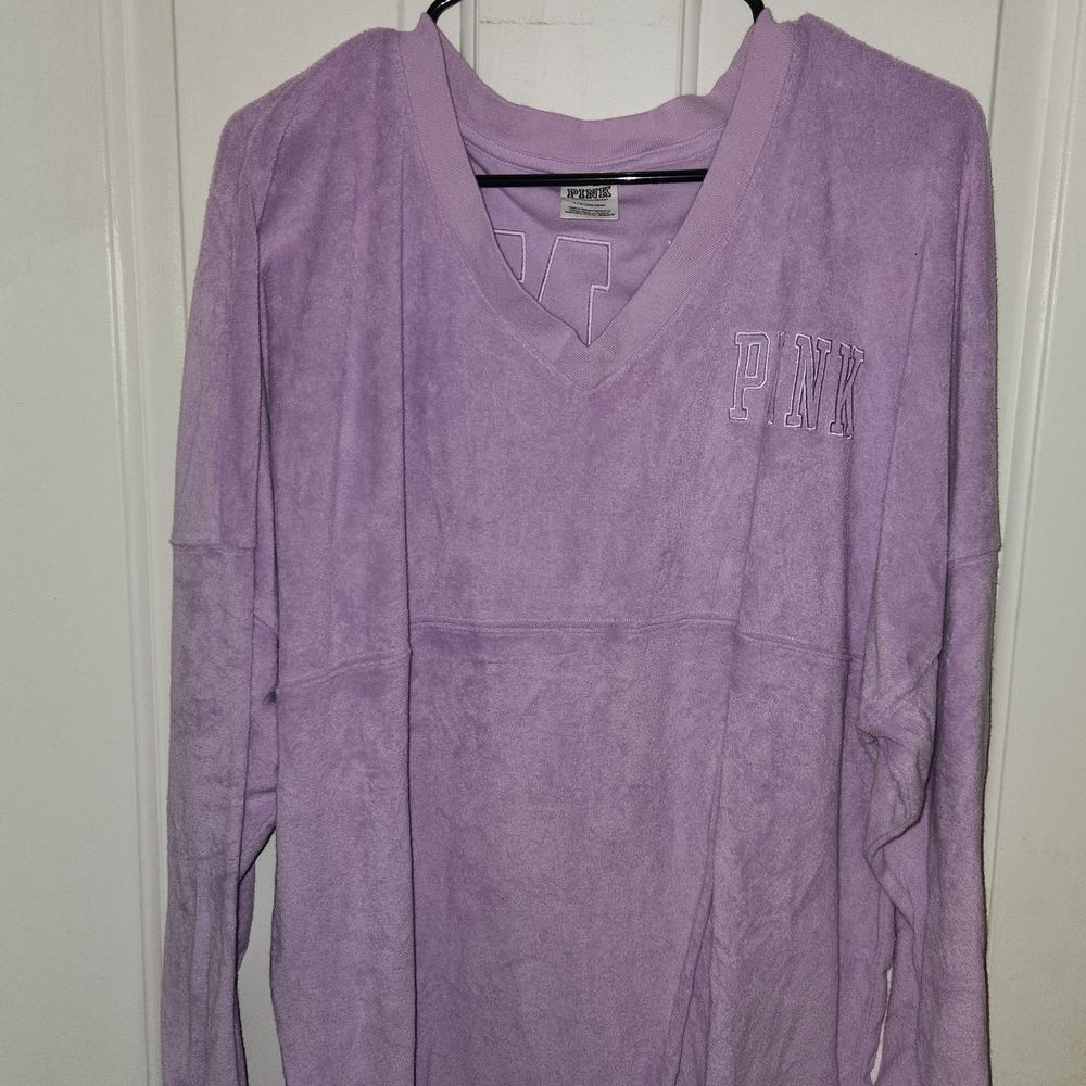 VS Pink Terry V-Neck Sweatshirt & Shorts Set